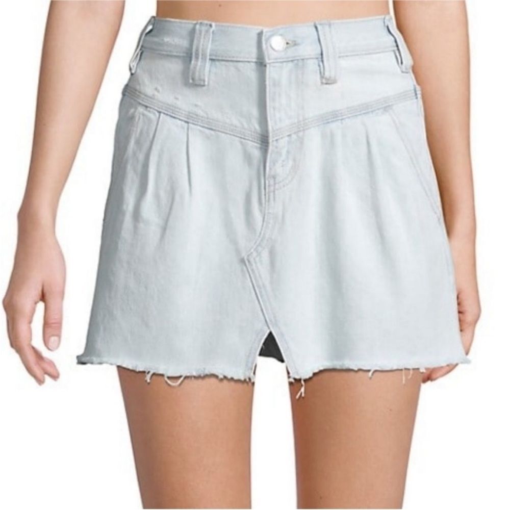 Free People Side Car Mini Skirt Denim Jean Size 30 NWT Silver Lake